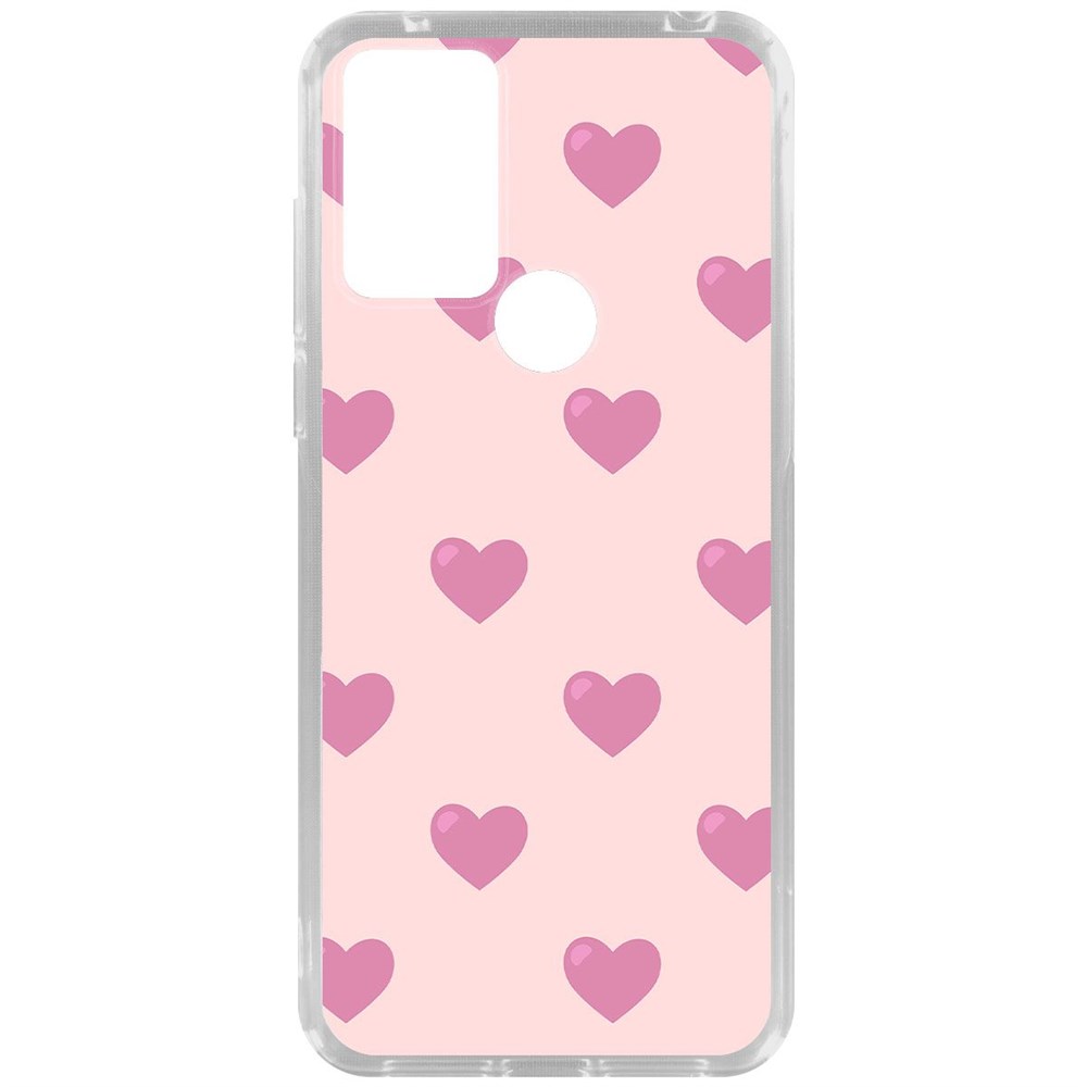 

Чехол-накладка Krutoff Clear Case Пурпурные сердца для TCL 305, Прозрачный