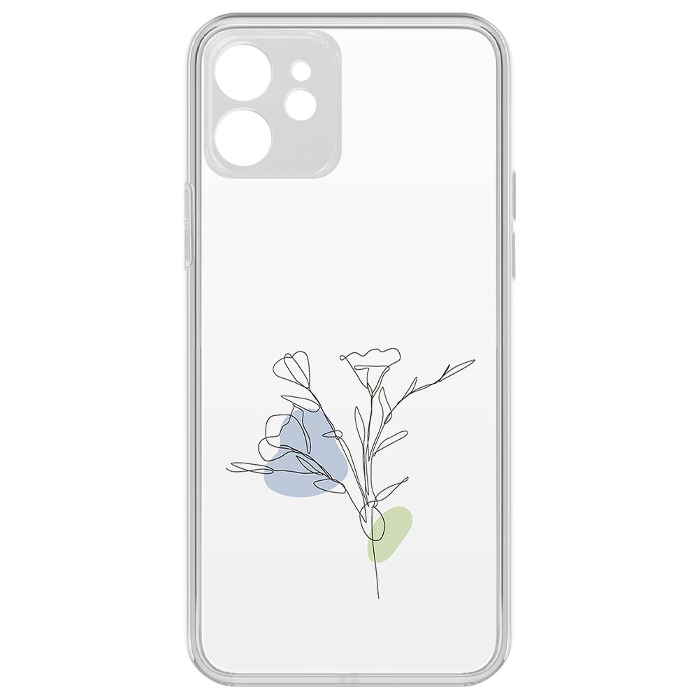 

Чехол-накладка Krutoff Clear Case Эустома для iPhone 12 с защитой камеры, Прозрачный