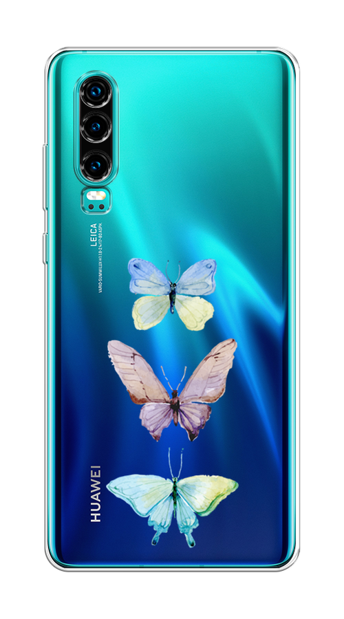 

Чехол на Huawei P30 "Акварельные бабочки", Бирюзовый;розовый, 68550-1