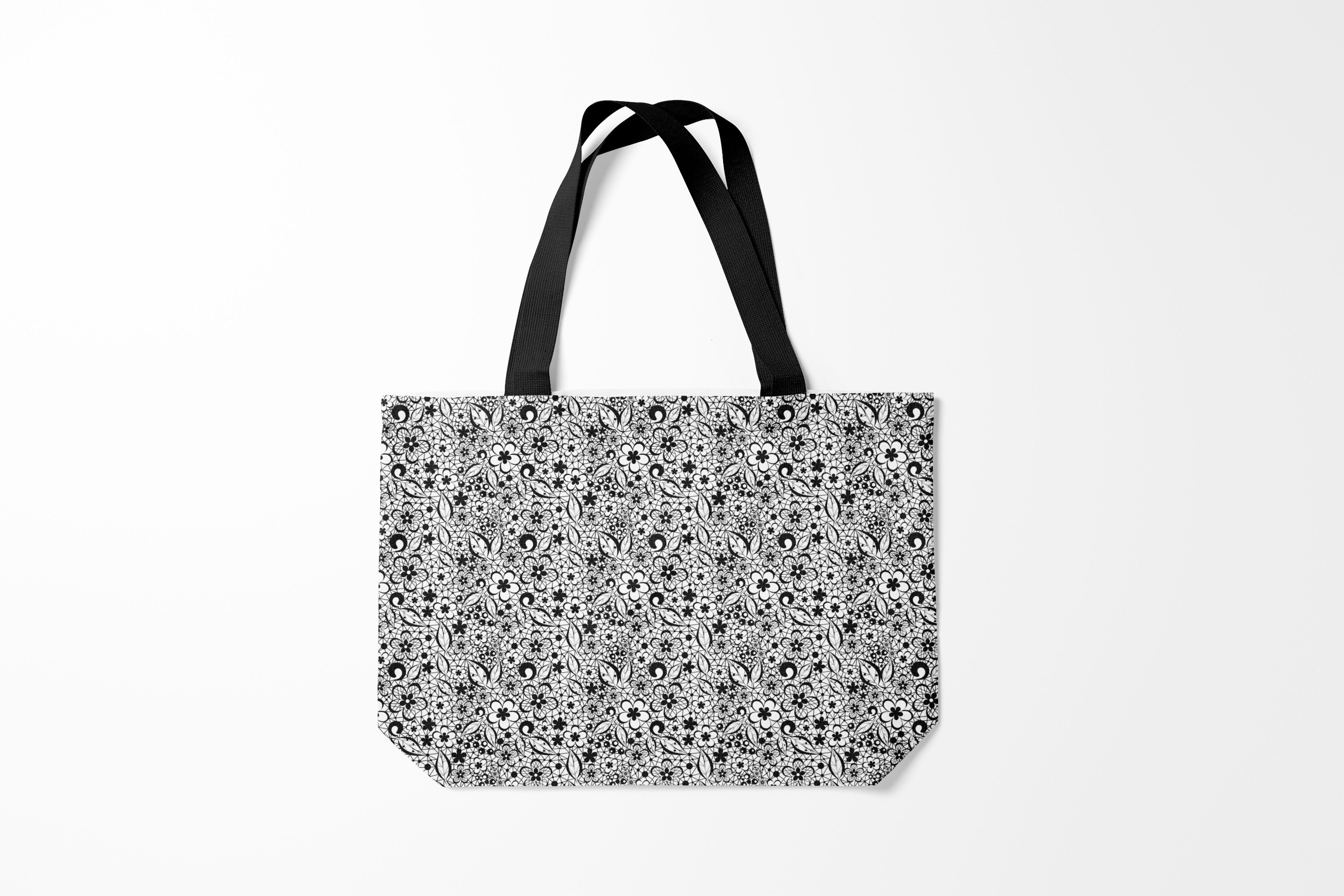 

Сумка шoппер унисекс Burnettie Кружево Черное цветочное, белый; черный, Кружево Черное цветочное