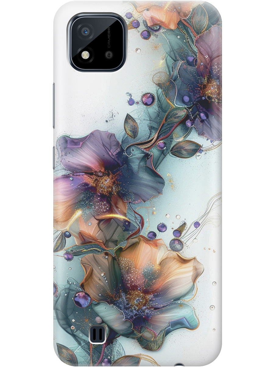 

Силиконовый чехол на Realme C20/C11 (2021) с принтом "Мистические цветы", Прозрачный;белый;зеленый, 726147410