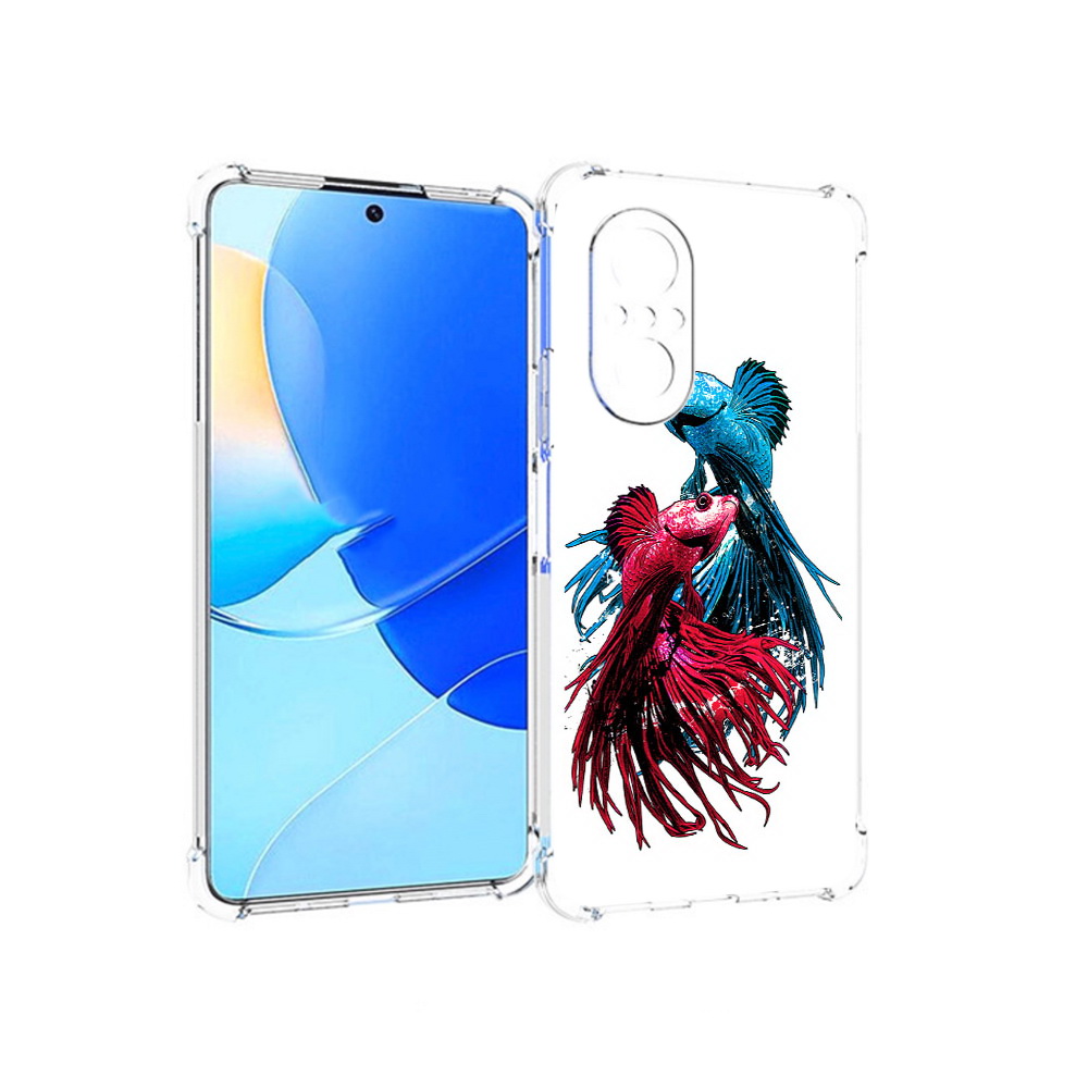 

Чехол MyPads Tocco для Huawei Nova 9 SE рыбы петушки, Прозрачный, Tocco