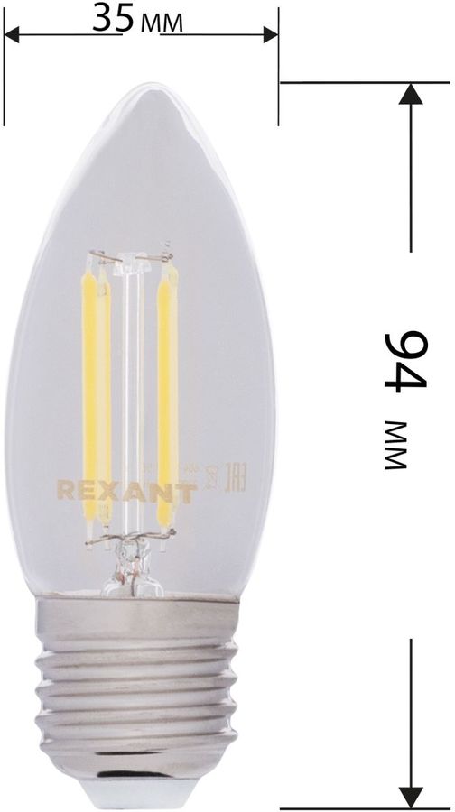 

Упаковка ламп филаментная REXANT E14, свеча, 9.5Вт, 2400К, белый нейтральный, 10 шт. [604-