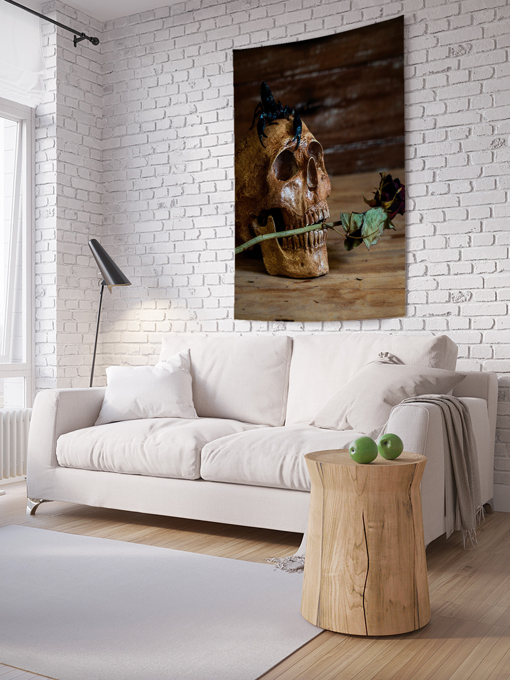 

Вертикальное фотопанно на стену JoyArty Череп с розой 150x200 см, Череп с розой