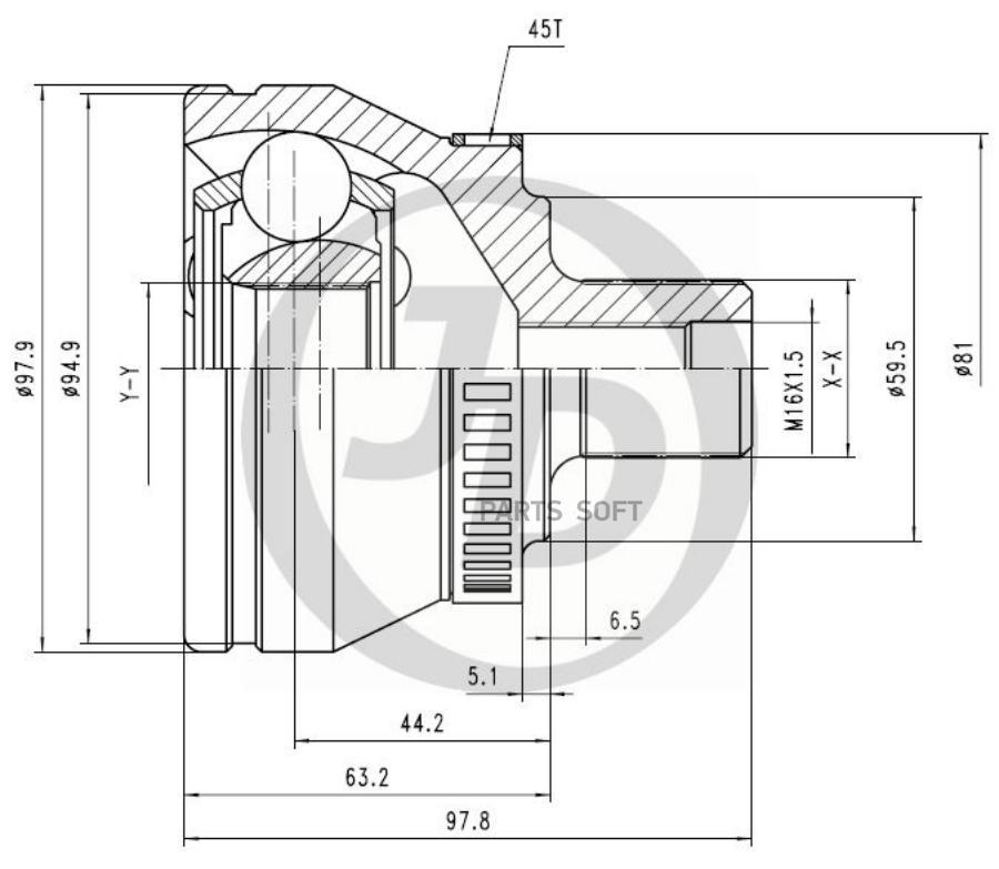 

JUST DRIVE ШРУС внешний ABS 151267 1шт