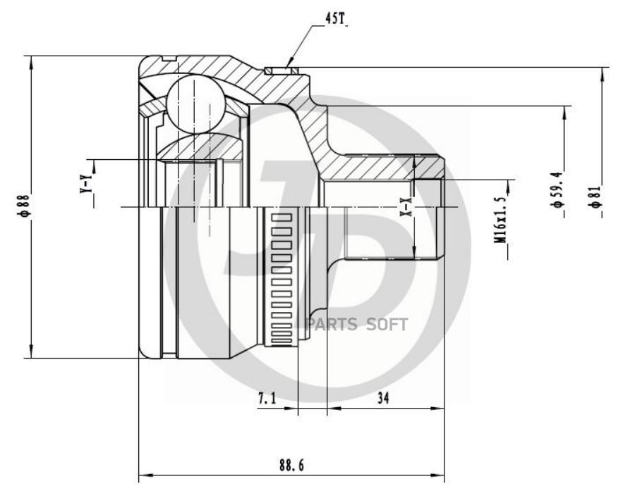 

JUST DRIVE ШРУС внешний ABS 151435 1шт