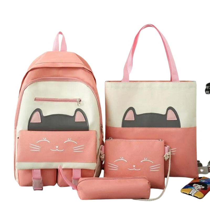 фото Рюкзак школьный forall с ушками кота rucksack4in1_pink_с