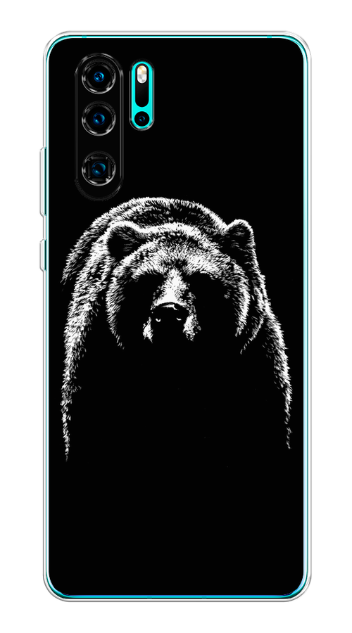 

Чехол на Huawei P30 Pro "Медведь в ночи", Белый;черный, 67650-1