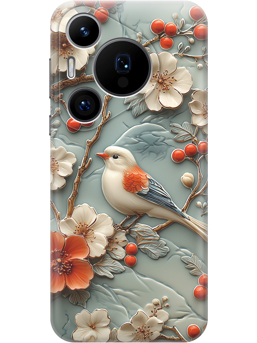 

Силиконовый чехол на Huawei Pura 70 Pro / 70 Pro+ с принтом "Птичка и рябина", Прозрачный;белый;красный, 782625223
