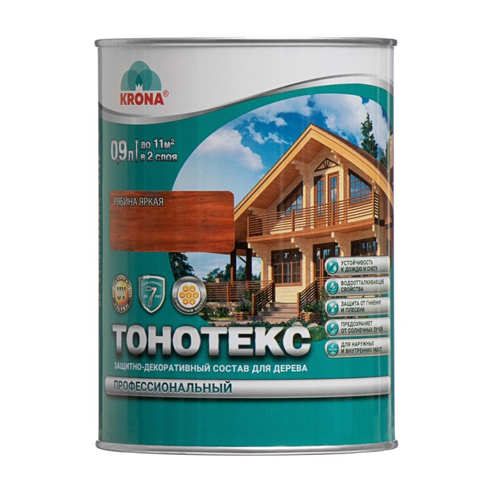 

Состав защитно-декоративный Тонотекс KRONA рябина яркая 0,9 л, Серый