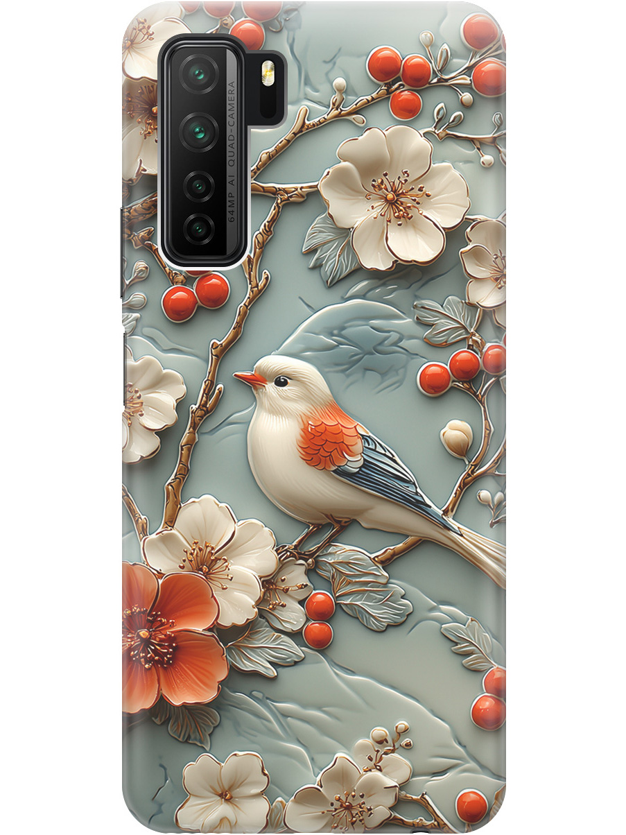 

Силиконовый чехол на Honor 30S / Huawei Nova 7 SE с принтом "Птичка и рябина", Прозрачный;белый;красный, 722946123