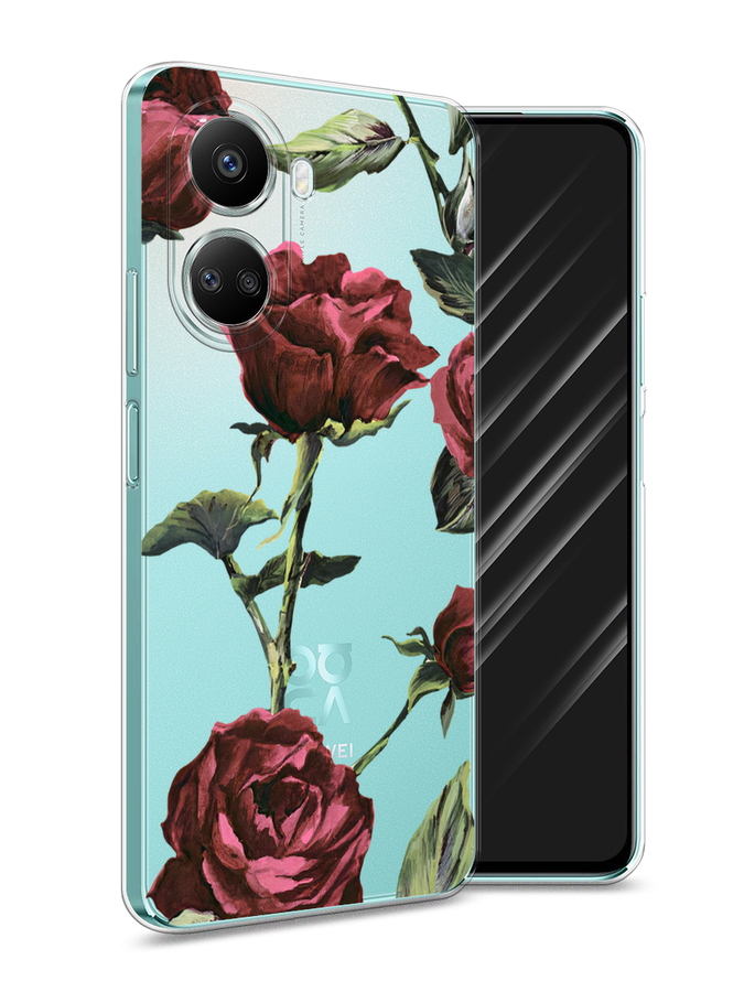 

Чехол Awog на Huawei nova 10 SE "Бордовые розы фон", Красный, 6109650-8