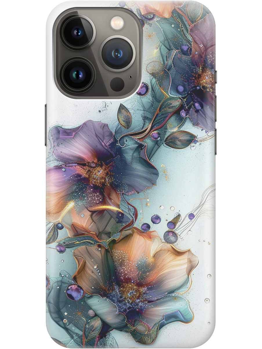 

Силиконовый чехол на Apple iPhone 13 Pro Max с принтом "Мистические цветы", Прозрачный;белый;зеленый, 732247310