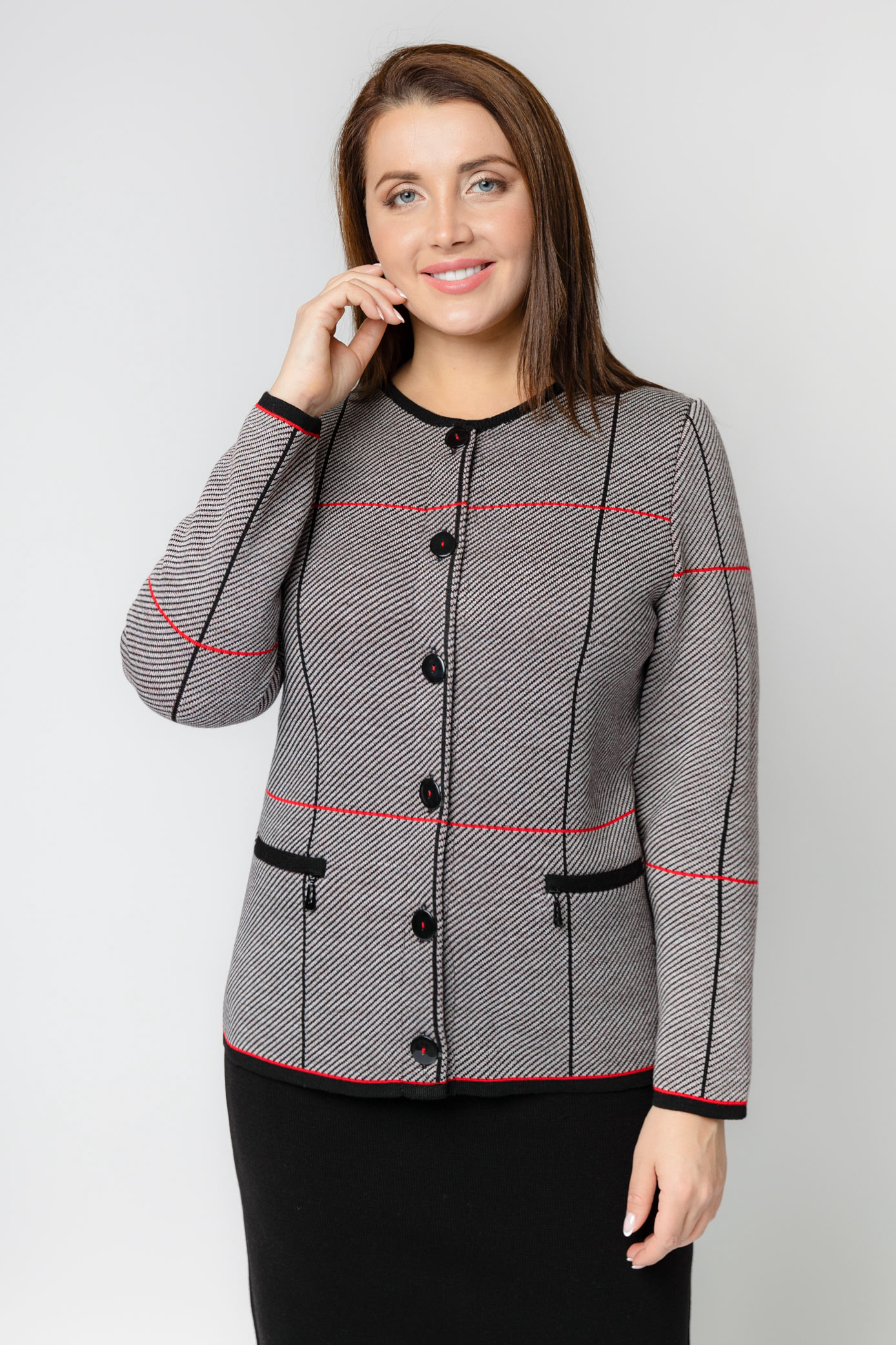 

Жакет женский Злата К 1436 серый 50 RU, К 1436