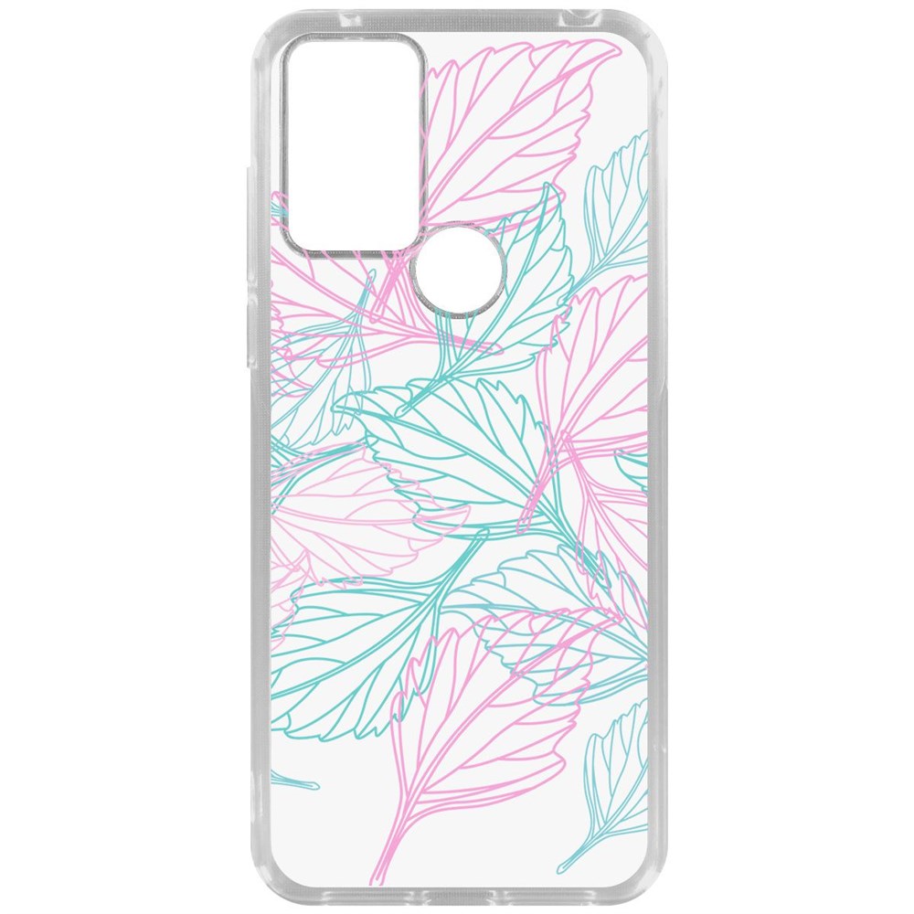 

Чехол-накладка Krutoff Clear Case Листья паттерн для TCL 306, Прозрачный