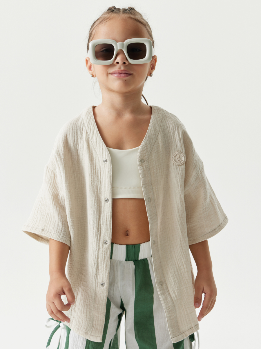 

Рубашка детская Happy Baby 88130, pale beige, 86, Бежевый, 88130
