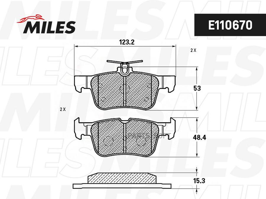 

Колодки Тормозные Ford Kuga/Mondeo/Galaxy/S-Max 14- Задние Semimetallic Miles E110670 Mile