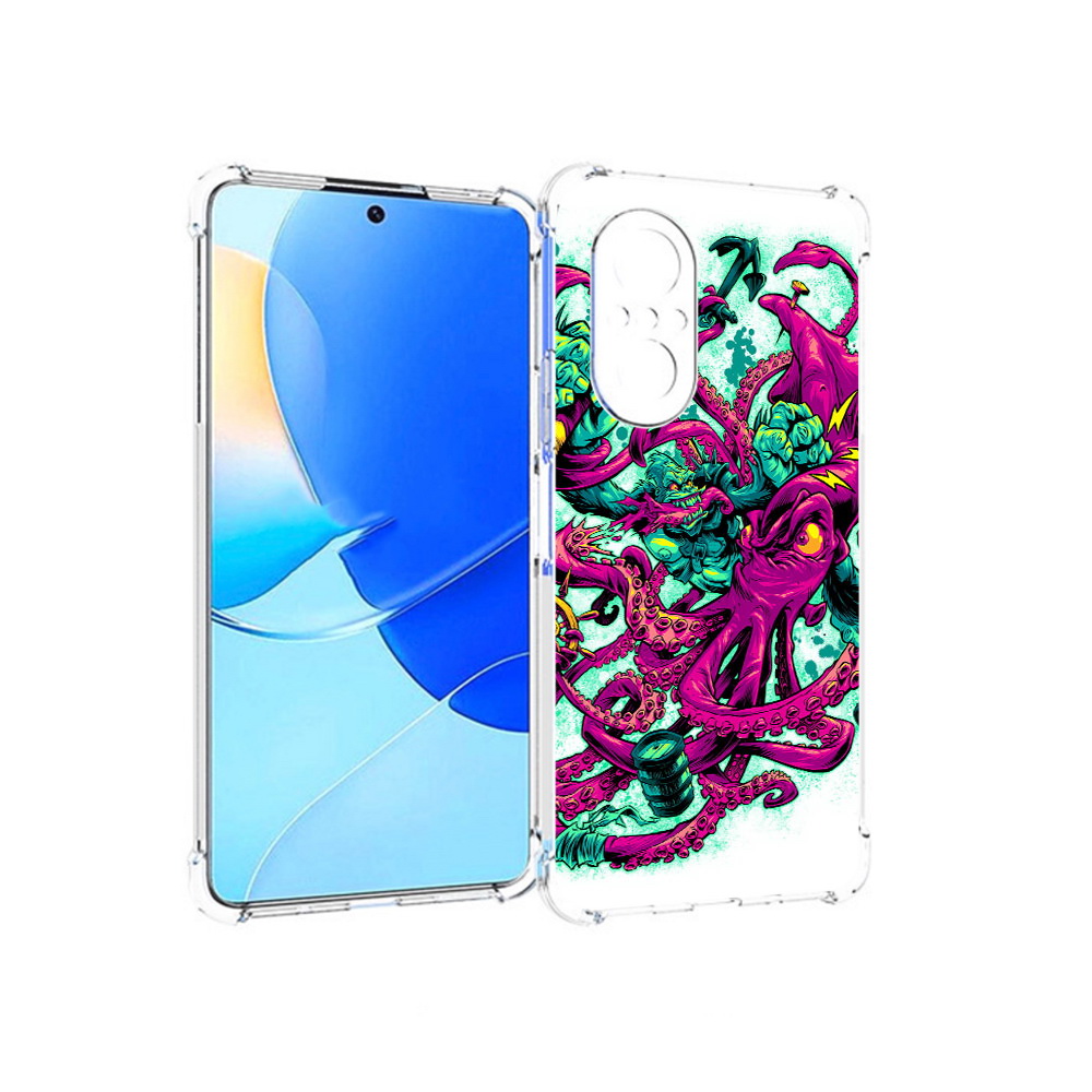 

Чехол MyPads Tocco для Huawei Nova 9 SE фиолетовый кракен, Прозрачный, Tocco