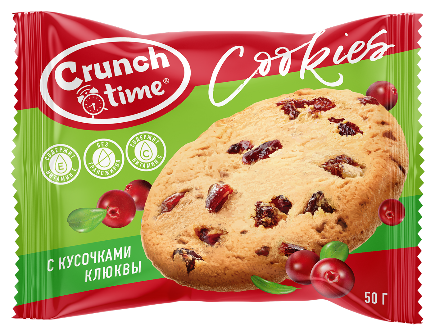 Печенье сдобное Crunch Time Cookiesс с клюквой, 14 шт по 50 г