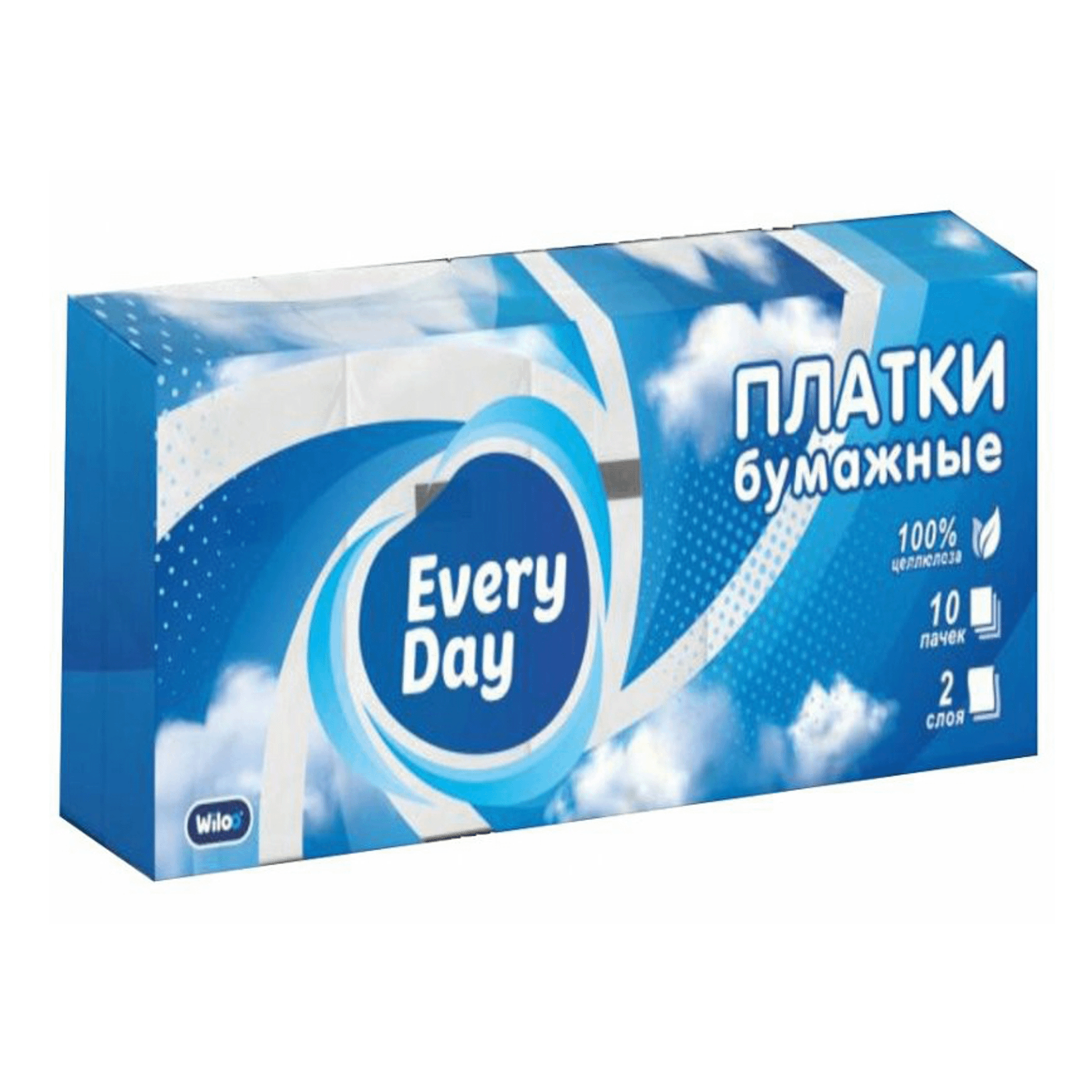 

Платочки бумажные Wiloo Every day с тиснением 10 шт, Белый