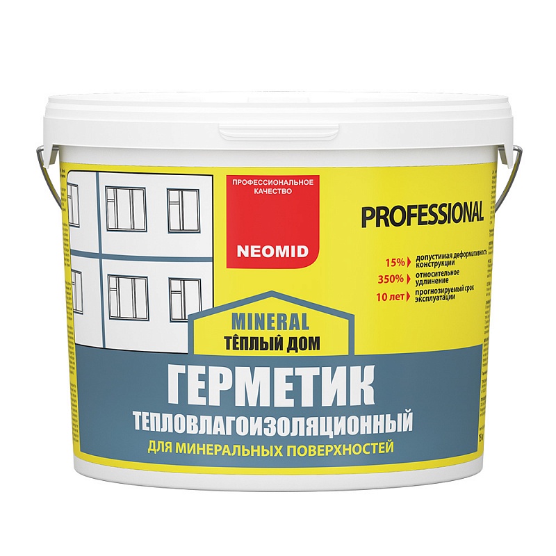 ГЕРМЕТИК СТРОИТЕЛЬНЫЙ NEOMID ТЕПЛЫЙ ДОМ MINERAL PROFESSIONAL  Белый - 15 кг.