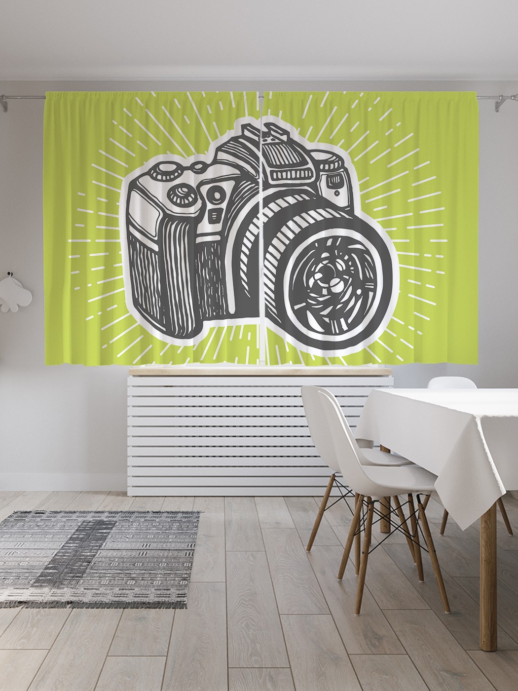 

Классические шторы JoyArty "Графический фотоаппарат", Oxford DeLux, 2 полотна 145x180 см, Графический фотоаппарат