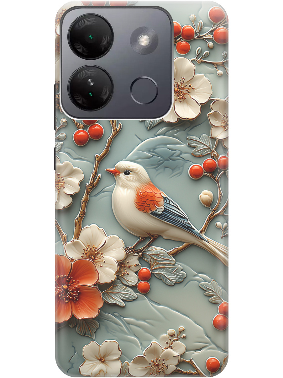 

Силиконовый чехол на Infinix Smart 7 HD с принтом "Птичка и рябина", Прозрачный;белый;красный, 769392023