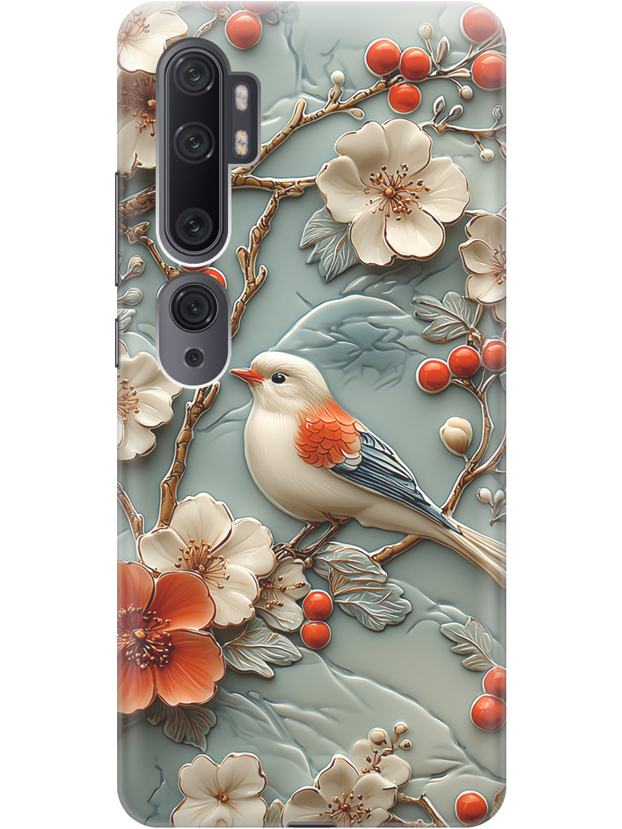 

Силиконовый чехол на Xiaomi Mi Note 10 / Note 10 Pro с принтом "Птичка и рябина", Прозрачный;белый;красный, 722362023