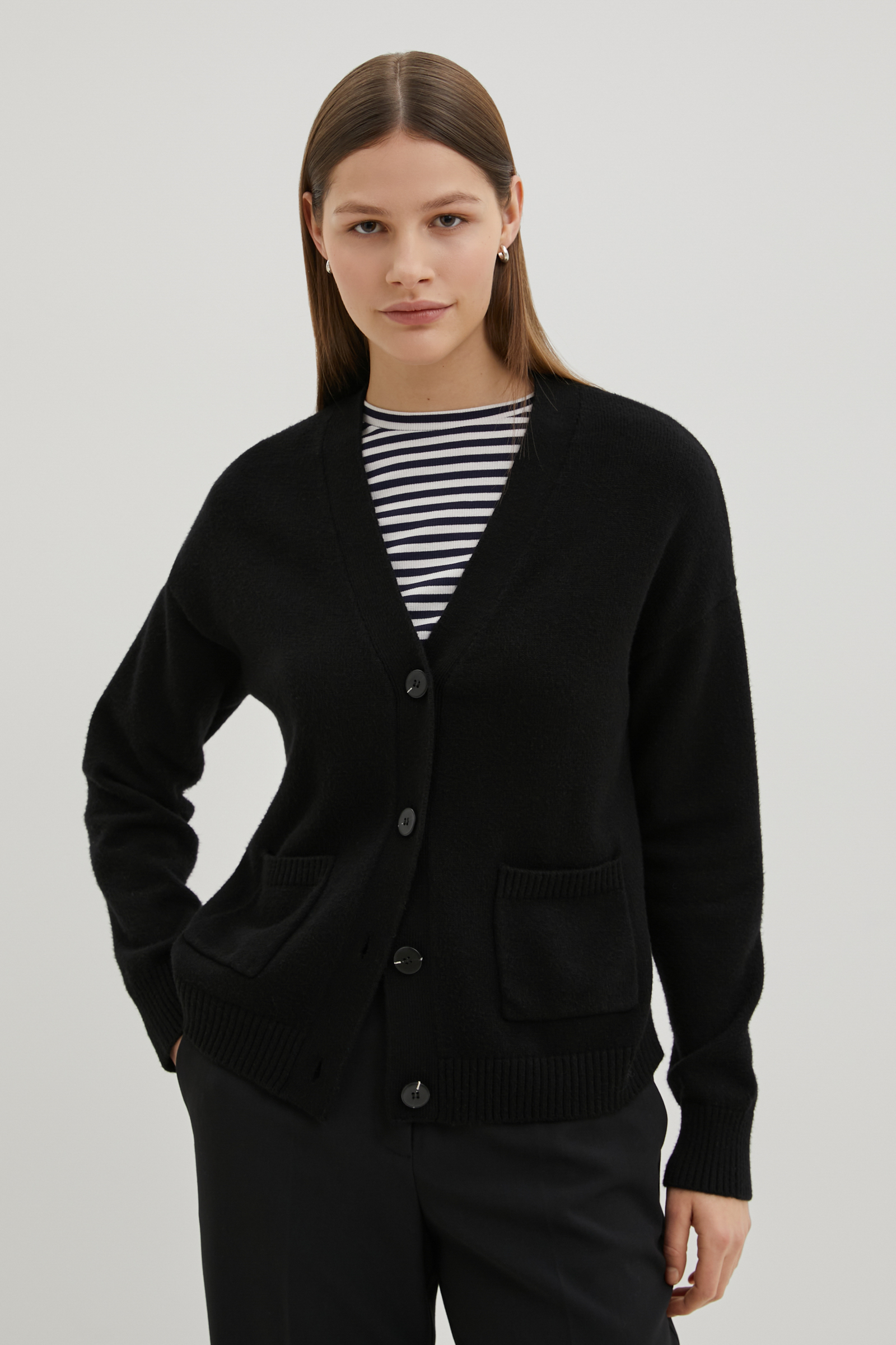 

Кардиган женский Finn Flare FBE11108 черный XL, FBE11108