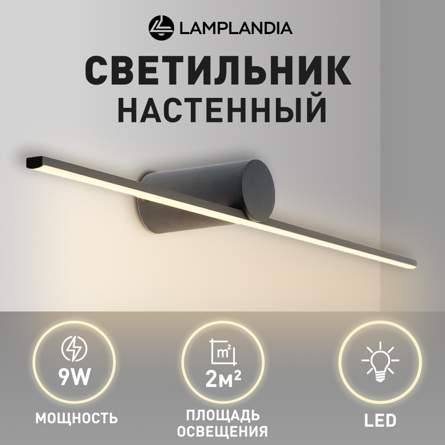 Бра Lamplandia L1607 Palo Black, SMD LED 9Вт черный