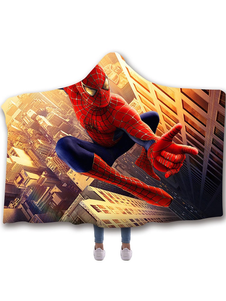 Плед с капюшоном StarFriend Человек-паук в прыжке Spider-man (130х150 см)