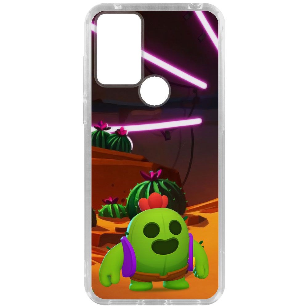 

Чехол-накладка Krutoff Clear Case Brawl Stars-Спайк для TCL 30 SE, Прозрачный