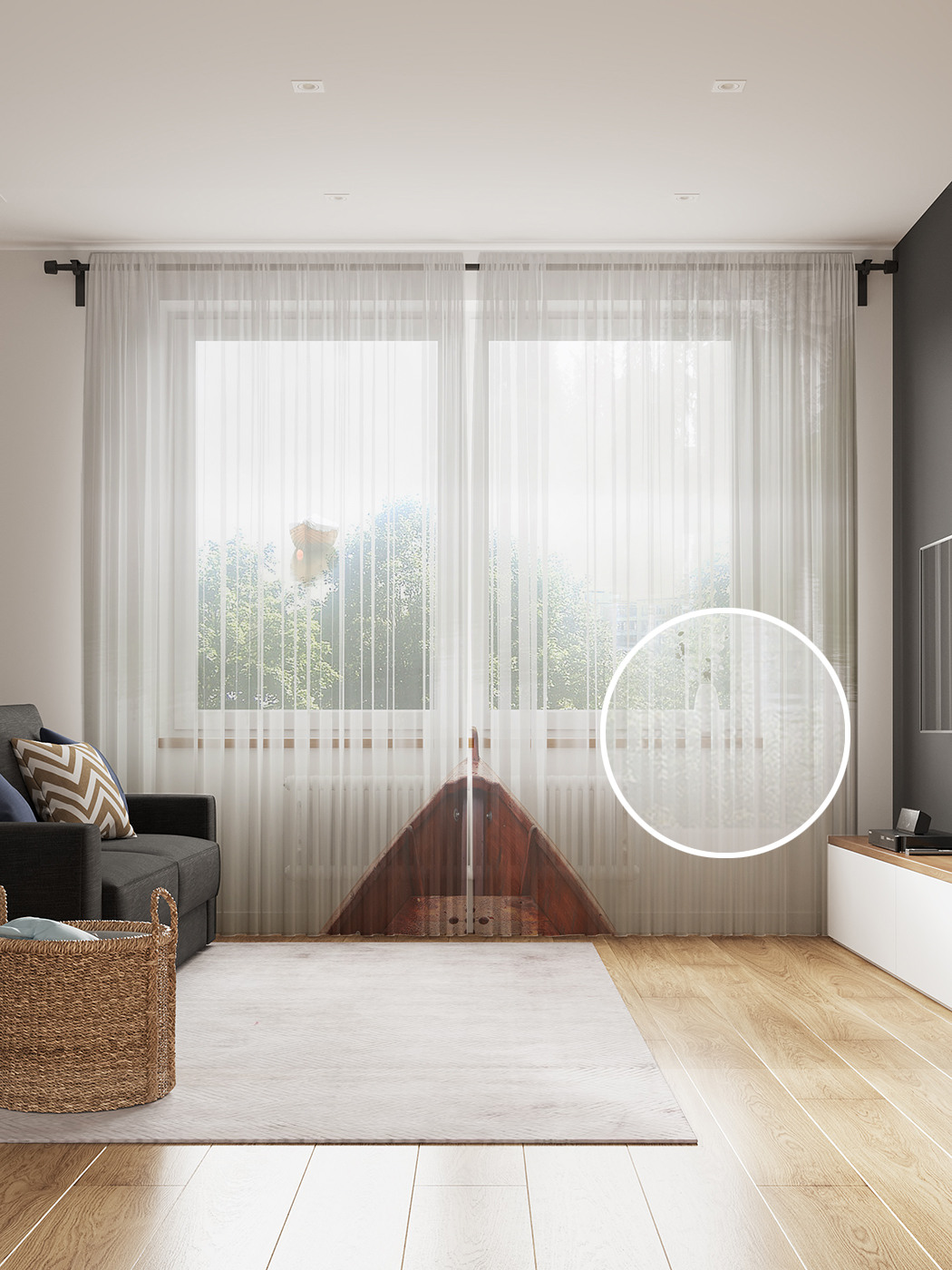 

Фототюль JoyArty "Туманная река", 145x265см (2 полотна со шторной лентой + 50 крючков), Туманная река