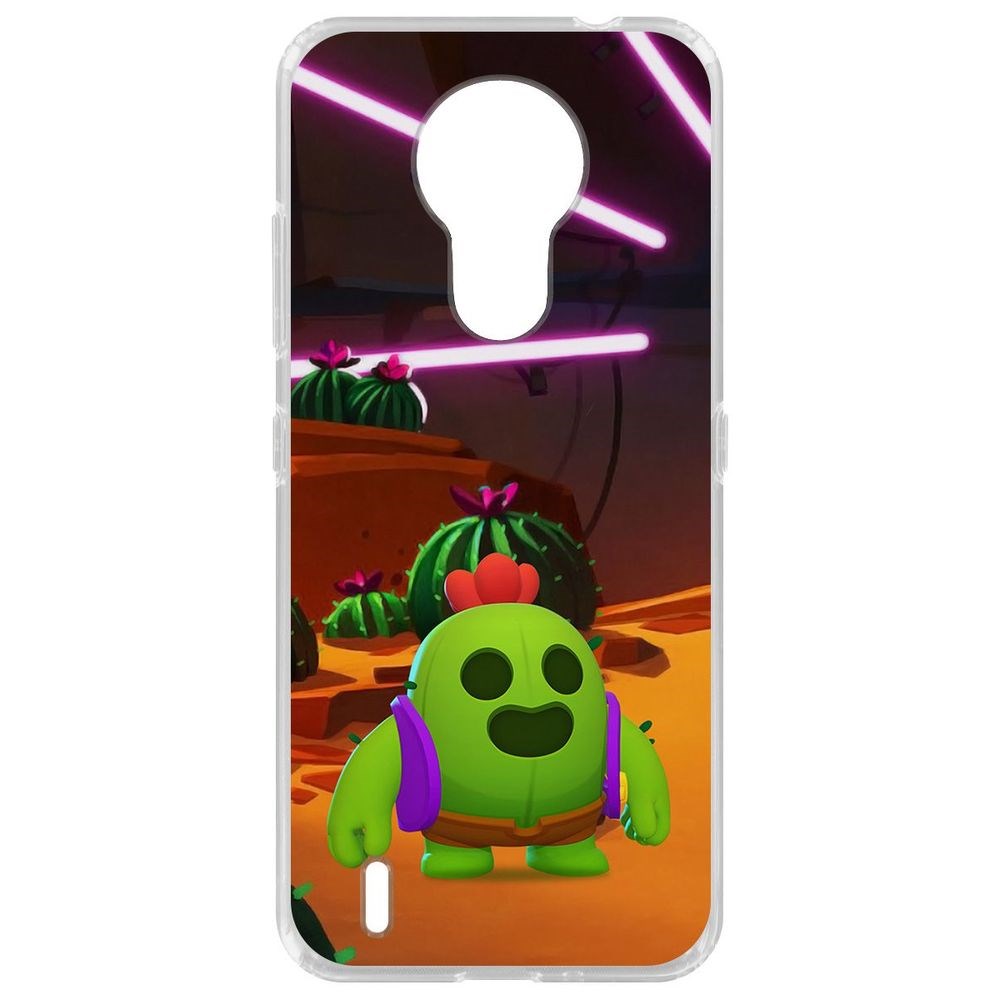 

Чехол-накладка Krutoff Clear Case Brawl Stars-Спайк для Nokia 1.4, Прозрачный