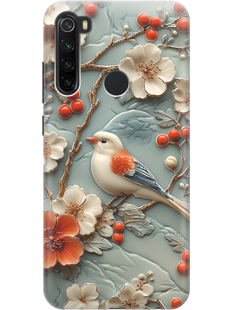 

Силиконовый чехол на Xiaomi Redmi Note 8T с принтом "Птичка и рябина", Прозрачный;белый;красный, 722349023