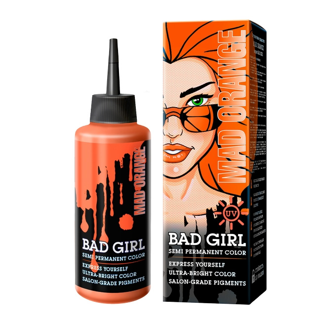 Прямой краситель для окрашивания волос BAD GIRL неоновый оранжевый mad orange 150 мл последний вечер в монреале