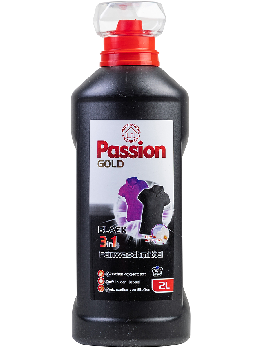 фото Гель для стирки passion gold black 3 в 1 для черного и темного белья 2000 мл 55 стирок