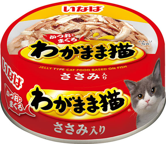 

Влажный корм для кошек Inaba Wagamama, микс тунцов с куриным филе, 24х115 гр