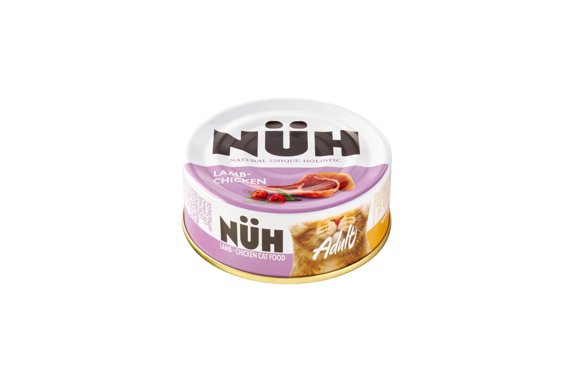 

Влажный корм для кошек NUH, беззерновой, ягненок и цыпленок, 16х100 гр, Adult