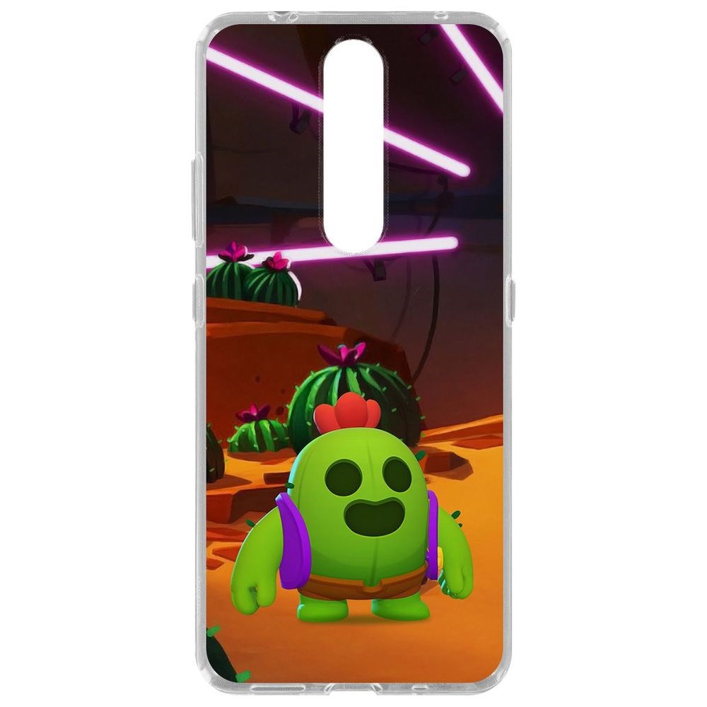 

Чехол-накладка Krutoff Clear Case Brawl Stars-Спайк для Nokia 2.4, Прозрачный