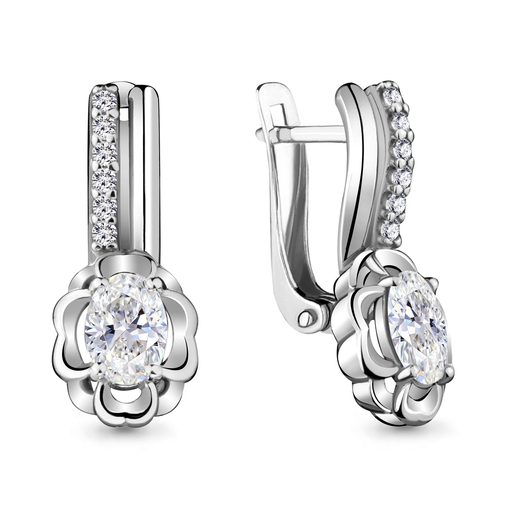 

Серьги из серебра с фианитом Aquamarine 48201А_925_р, 48201А_925_р