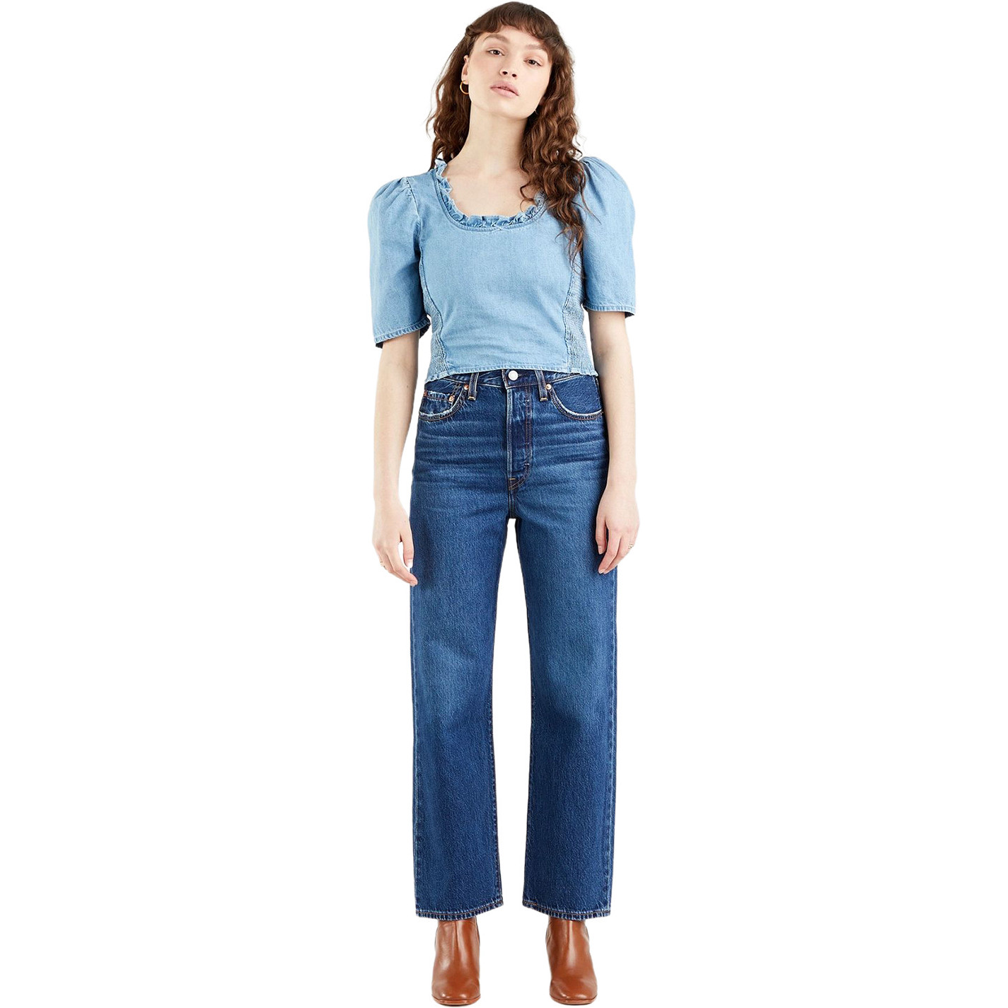 

Джинсы женские Levi's 72693-0089 синие 30-27, Синий, Ribcage Straight Ankle Jeans