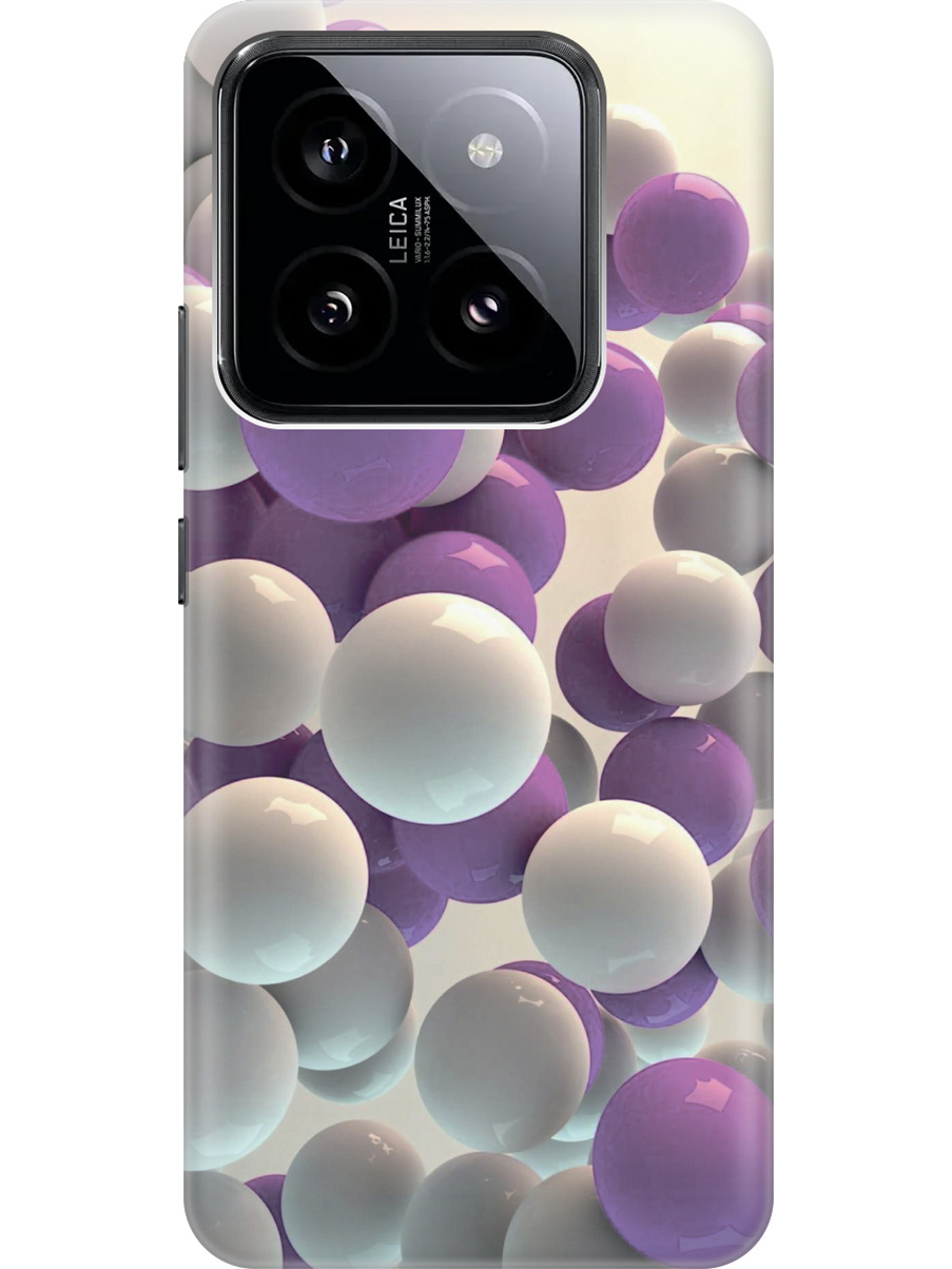 

Силиконовый чехол на Xiaomi 14 Pro с рисунком "Белые и сиреневые шары", Белый;фиолетовый, 20012089