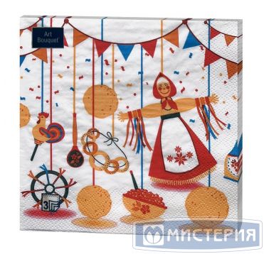 

Салфетки бумажные Art Bouquet Широкая масленица 33 х 33 см, Разноцветный, Масленица