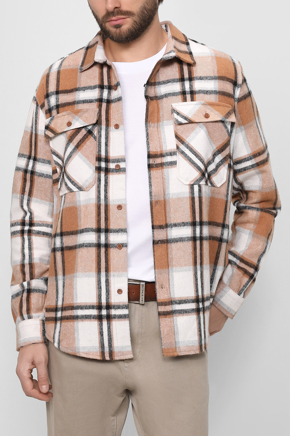 

Рубашка мужская Loft LF2030921 бежевая S, Бежевый, LF2030921