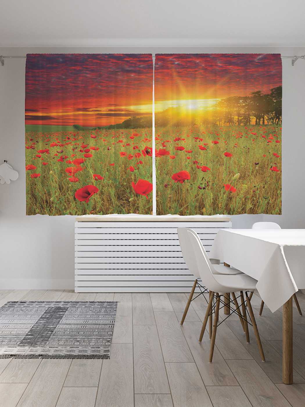 

Классические шторы JoyArty "Маки на закате", серия Oxford DeLux, 2 полотна 145x180 см, Маки на закате