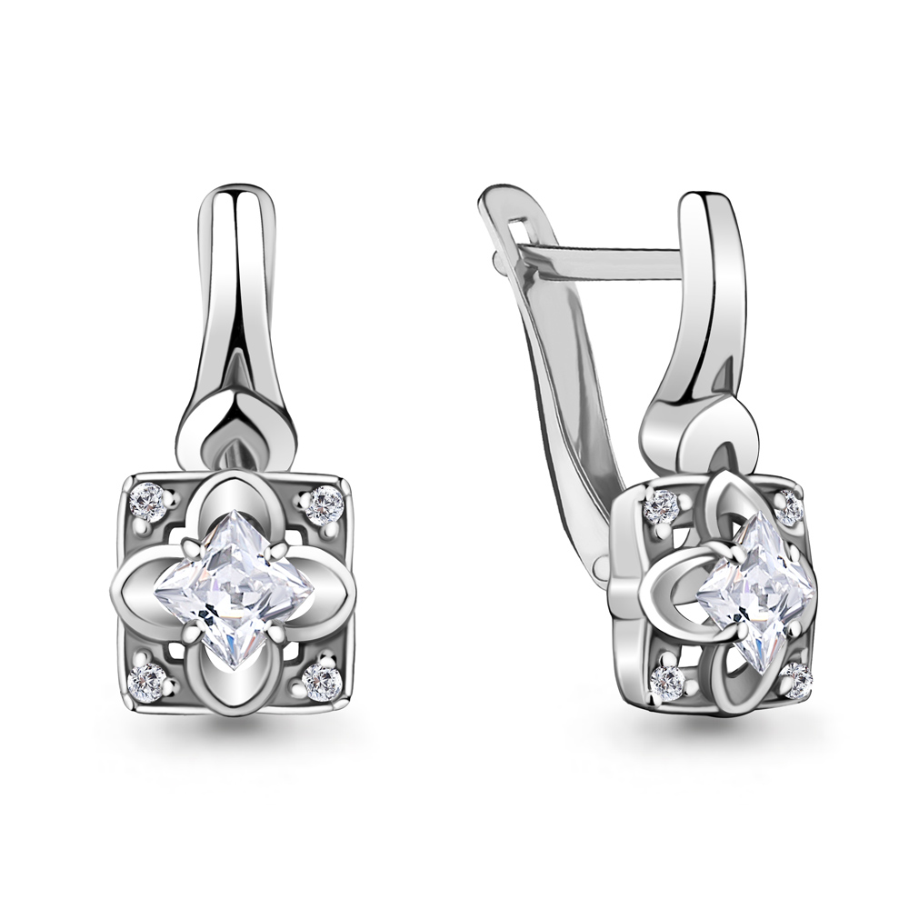 

Серьги из серебра с фианитом Aquamarine 48207А_925_р, 48207А_925_р
