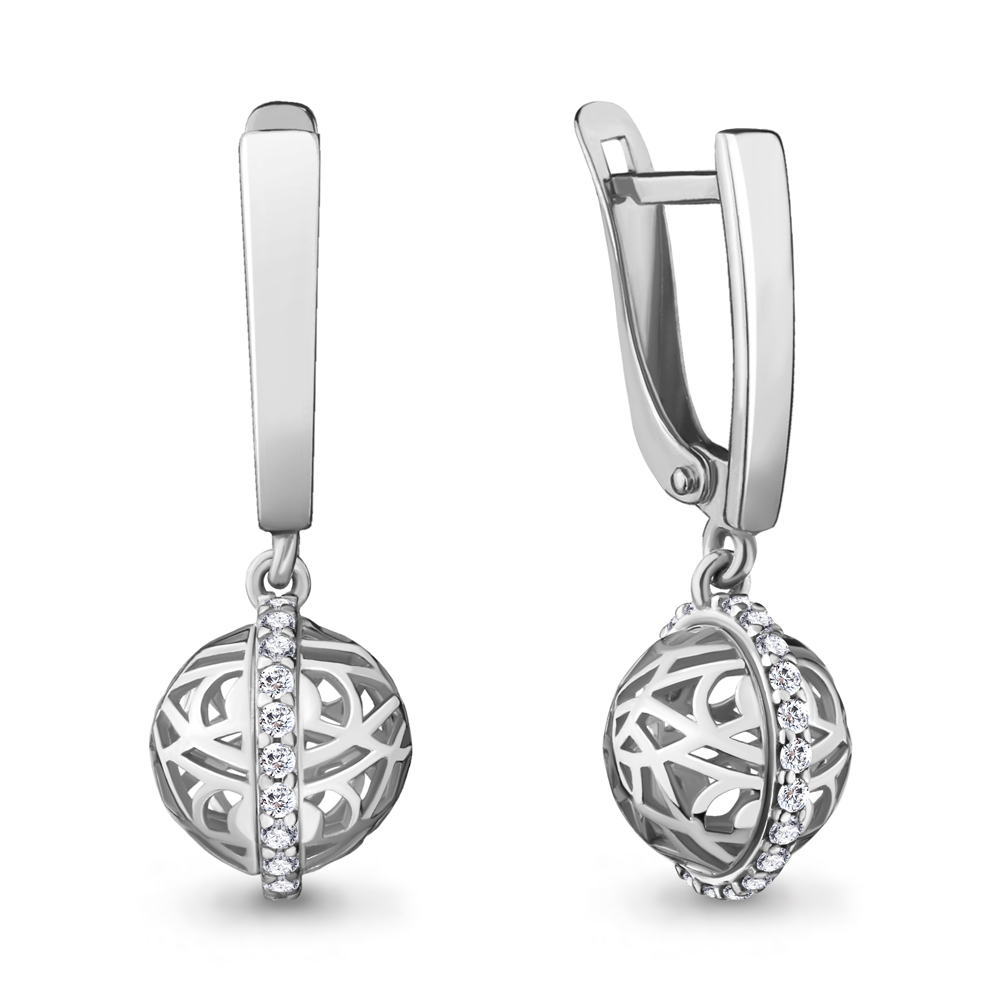 

Серьги подвески из серебра с фианитом Aquamarine 48208А_925_р, 48208А_925_р