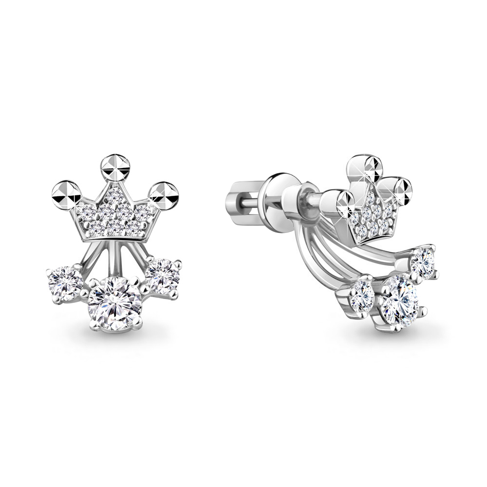 

Серьги джекеты из серебра с фианитом Aquamarine 48209А_925_р, 48209А_925_р