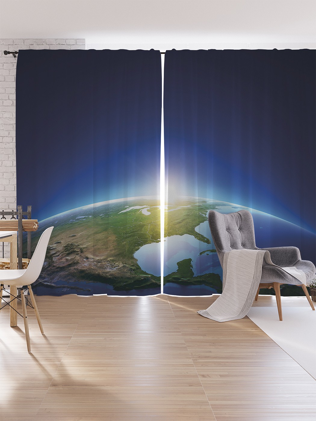 

Шторы под лён JoyArty "Земля с космоса", серия Oxford DeLux, 340х265 см, Земля с космоса